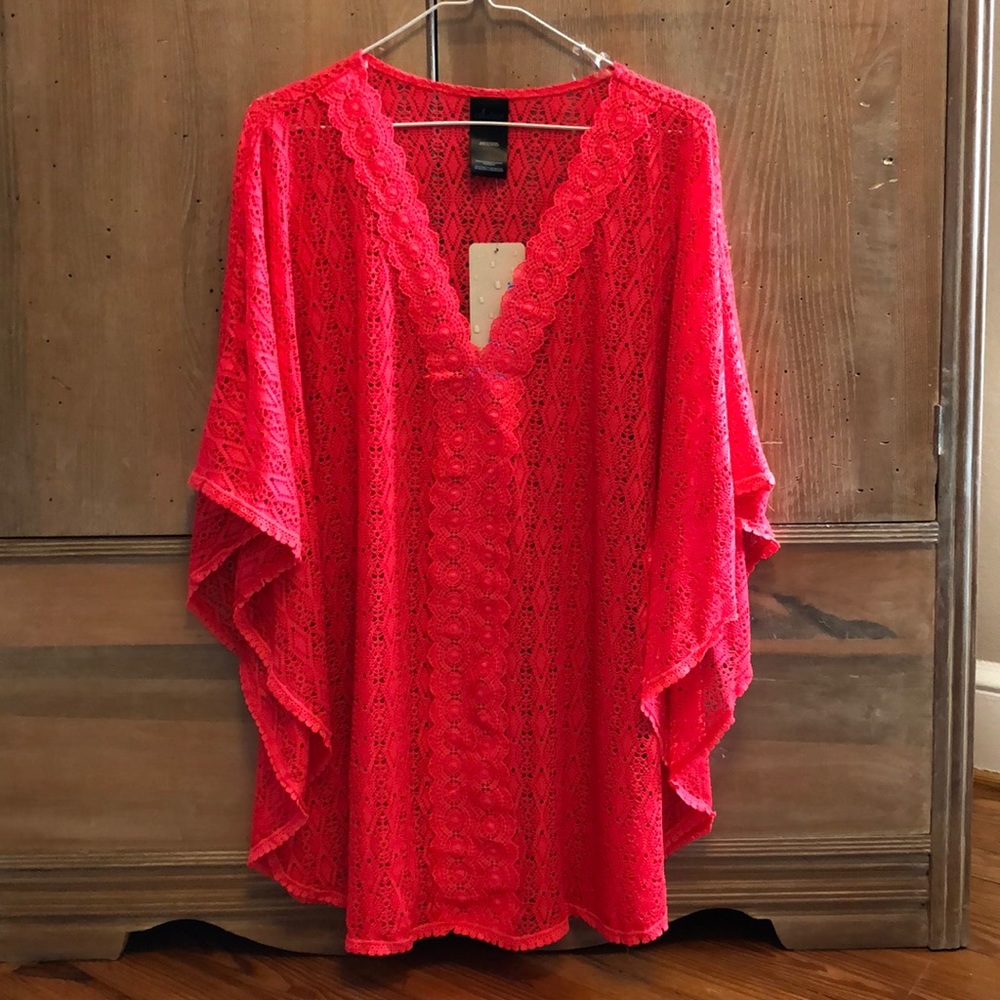 Hot pink bathing suit cover up